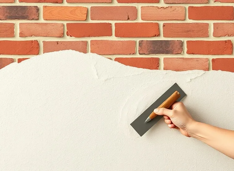 Application d'un enduit décoratif à la lisseuse sur un mur